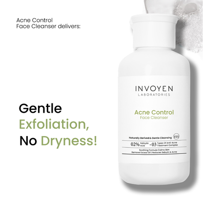 Invoyen Acne Control Face Cleanser with Salicylic Acid for effective acne treatment and pore cleansing
